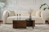 Rectangular Modern Coffee Table Vetroni Walnut Look - Glass - 105x65 cm 