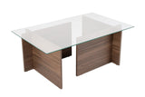 Rectangular Modern Coffee Table Vetroni Walnut Look - Glass - 105x65 cm 