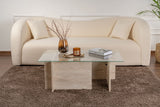 Rectangular Modern Coffee Table Vetroni Travertine Look - Glass - 105x65 cm 