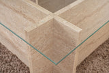Rectangular Modern Coffee Table Vetroni Travertine Look - Glass - 105x65 cm 