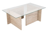 Rectangular Modern Coffee Table Vetroni Travertine Look - Glass - 105x65 cm 