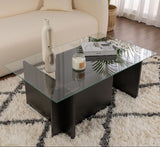 Rectangular Modern Coffee Table Vetroni Black Wood Look - Glass - 105x65 cm 