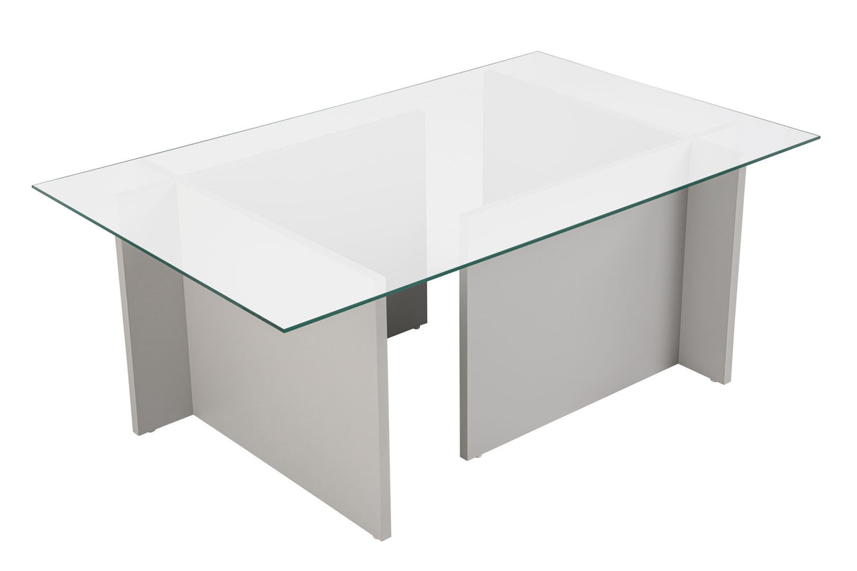 Salontafels - Rechthoekige Moderne Salontafel Vetroni Grijs - Glas - 105x65 cm - Dimehouse