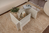 Rectangular Modern Coffee Table Vetroni White Wood Look - Glass - 105x65 cm 