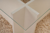 Rectangular Modern Coffee Table Vetroni White Wood Look - Glass - 105x65 cm 