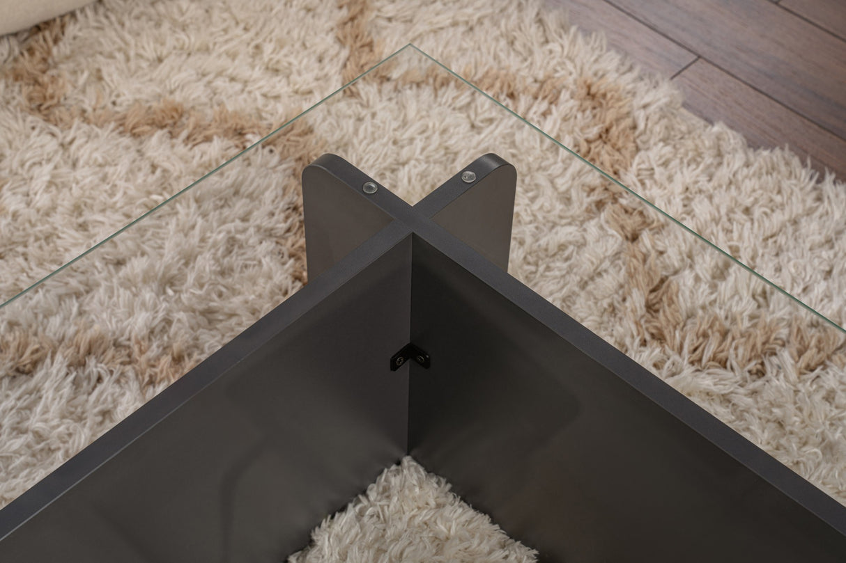 Coffee Table Glass Anthracite Opal 105x65 cm 