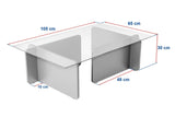 Salontafels - Salontafel Grijs Melamine Glas Opal 105x65x30 cm - Dimehouse