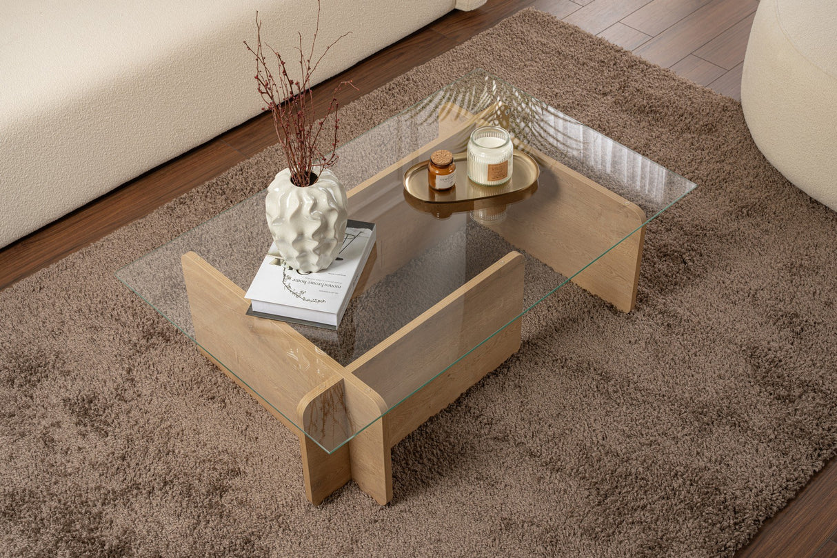 Coffee table Natural Glass Opal 105x65x30 cm 