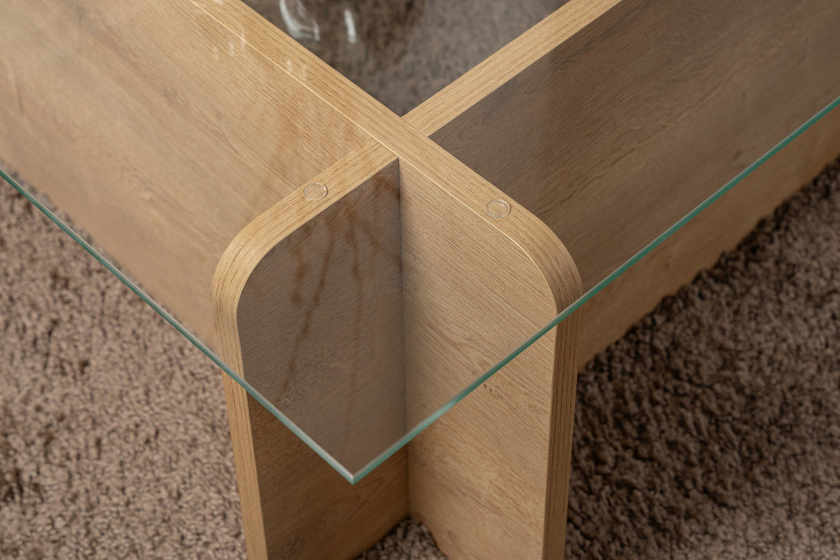 Coffee table Natural Glass Opal 105x65x30 cm 