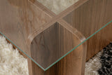 Coffee table Natural Walnut Glass Opal 105x65x30 cm 