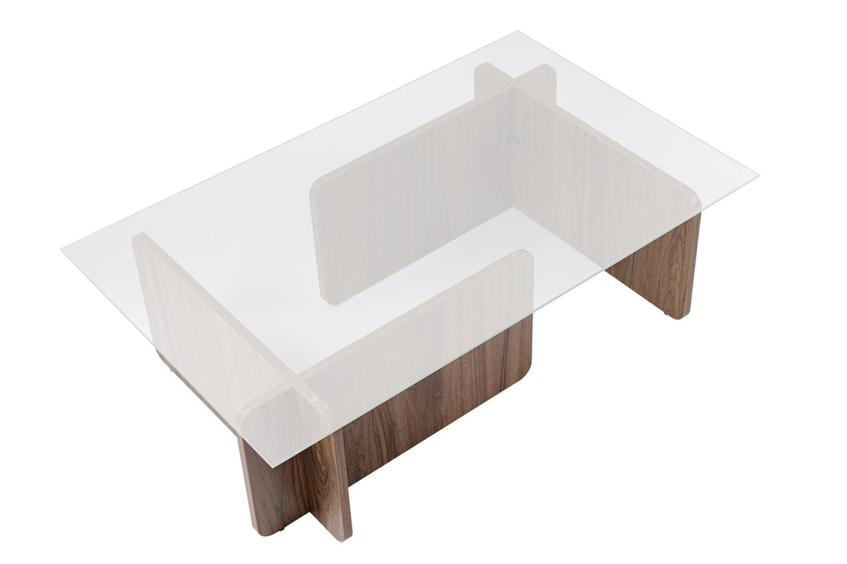 Coffee table Natural Walnut Glass Opal 105x65x30 cm 