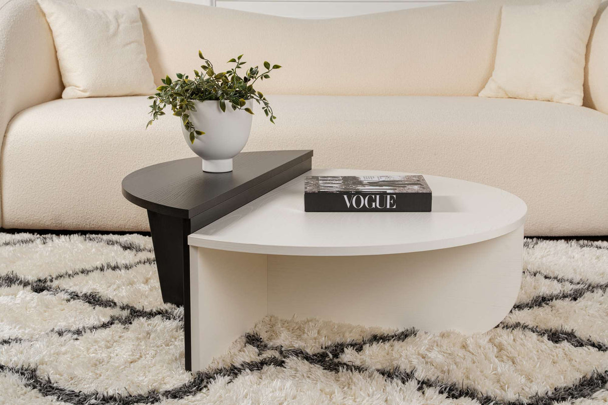 Orion Coffee Table Wood White Black 90x60 cm Wood White Wood Black Melamine 