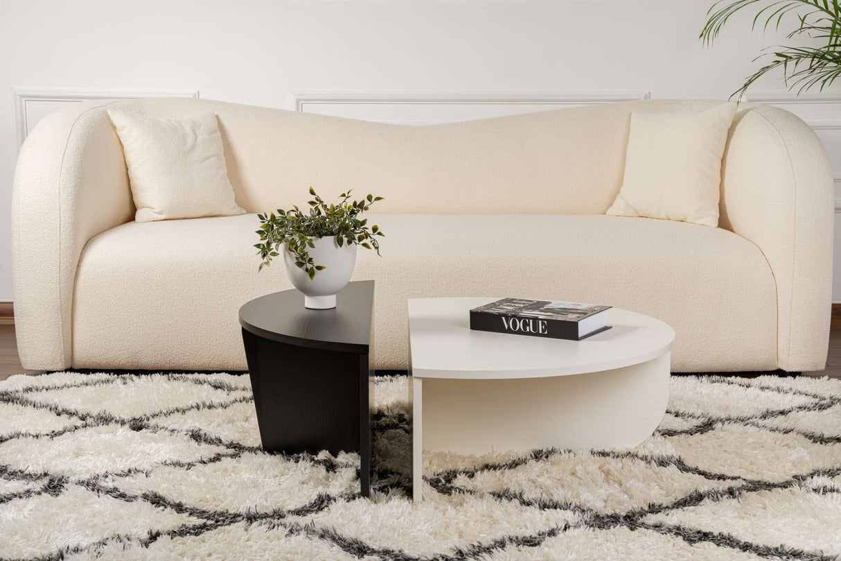 Orion Coffee Table Wood White Black 90x60 cm Wood White Wood Black Melamine 