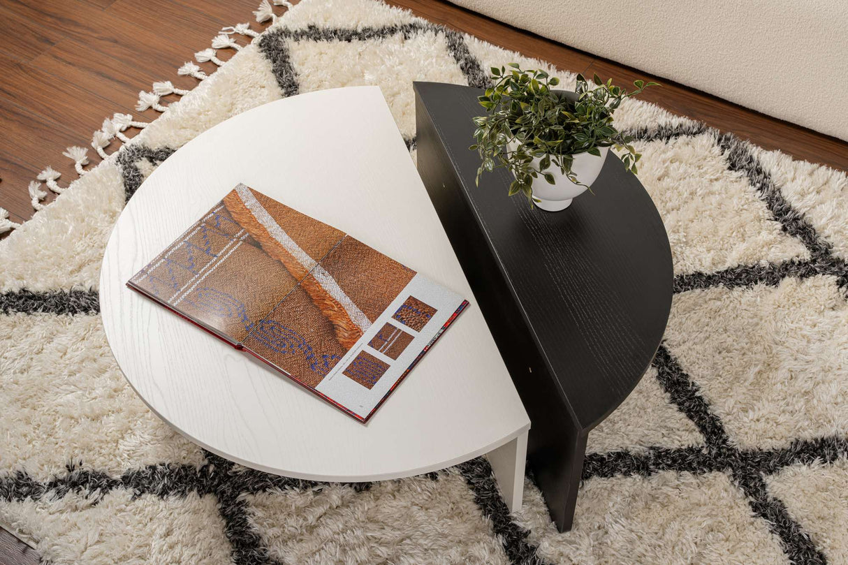 Orion Coffee Table Wood White Black 90x60 cm Wood White Wood Black Melamine 