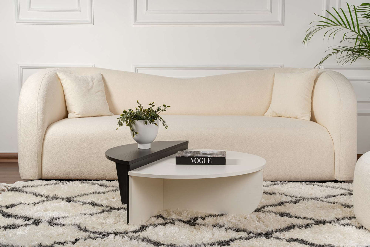 Orion Coffee Table Wood White Black 90x60 cm Wood White Wood Black Melamine 