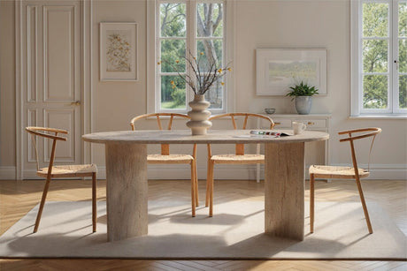 Sablin Dining Table Melamine Travertine 180x89.5x75 cm 
