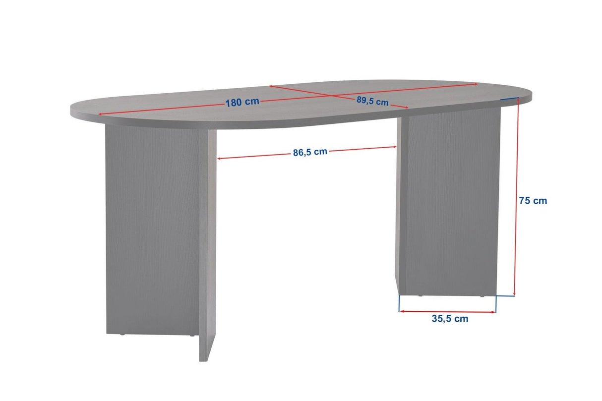 Oval dining table Black melamine - Japandi - 180x89.5x75 cm - Sota