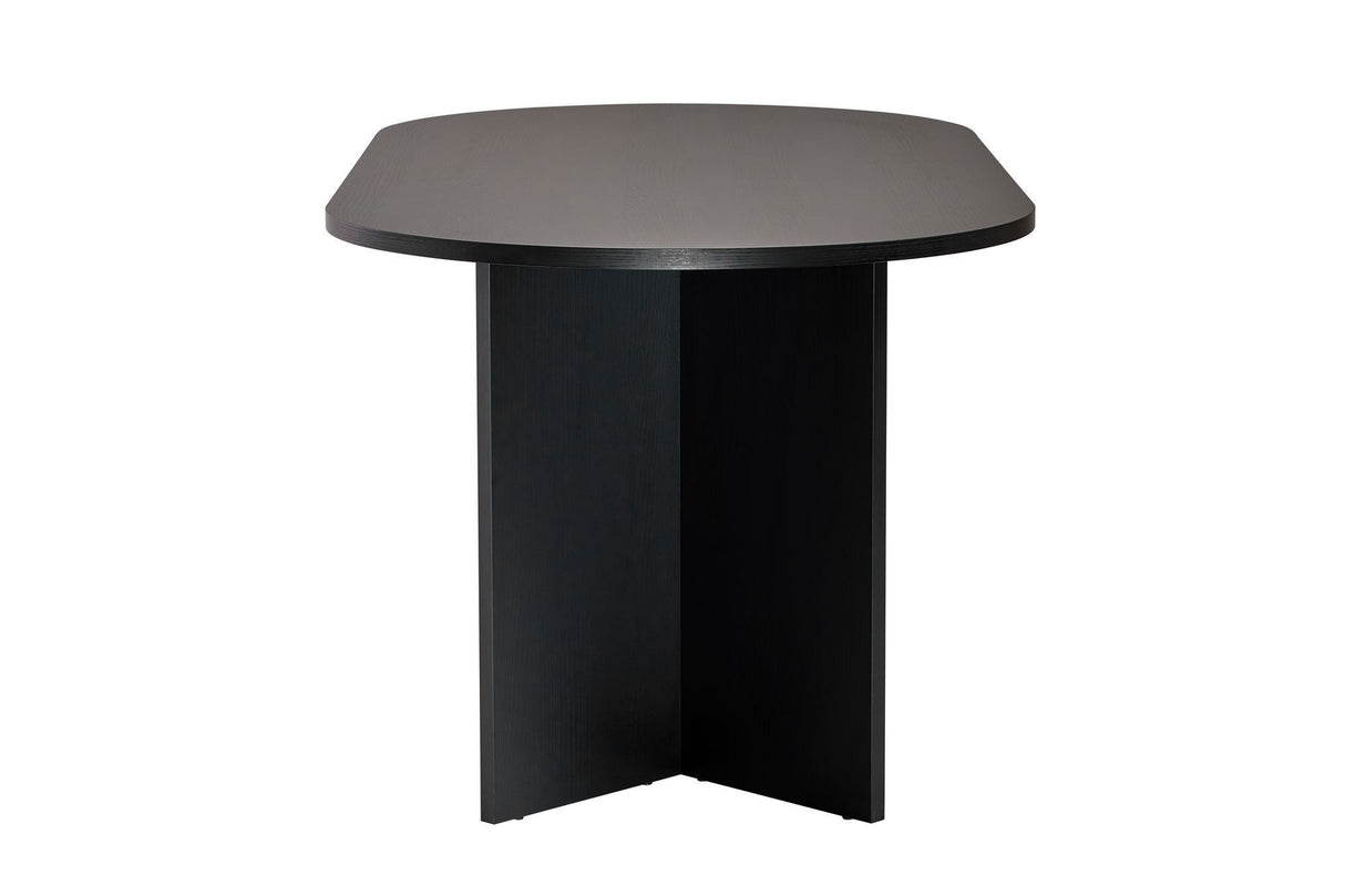 Oval dining table Black melamine - Japandi - 180x89.5x75 cm - Sota