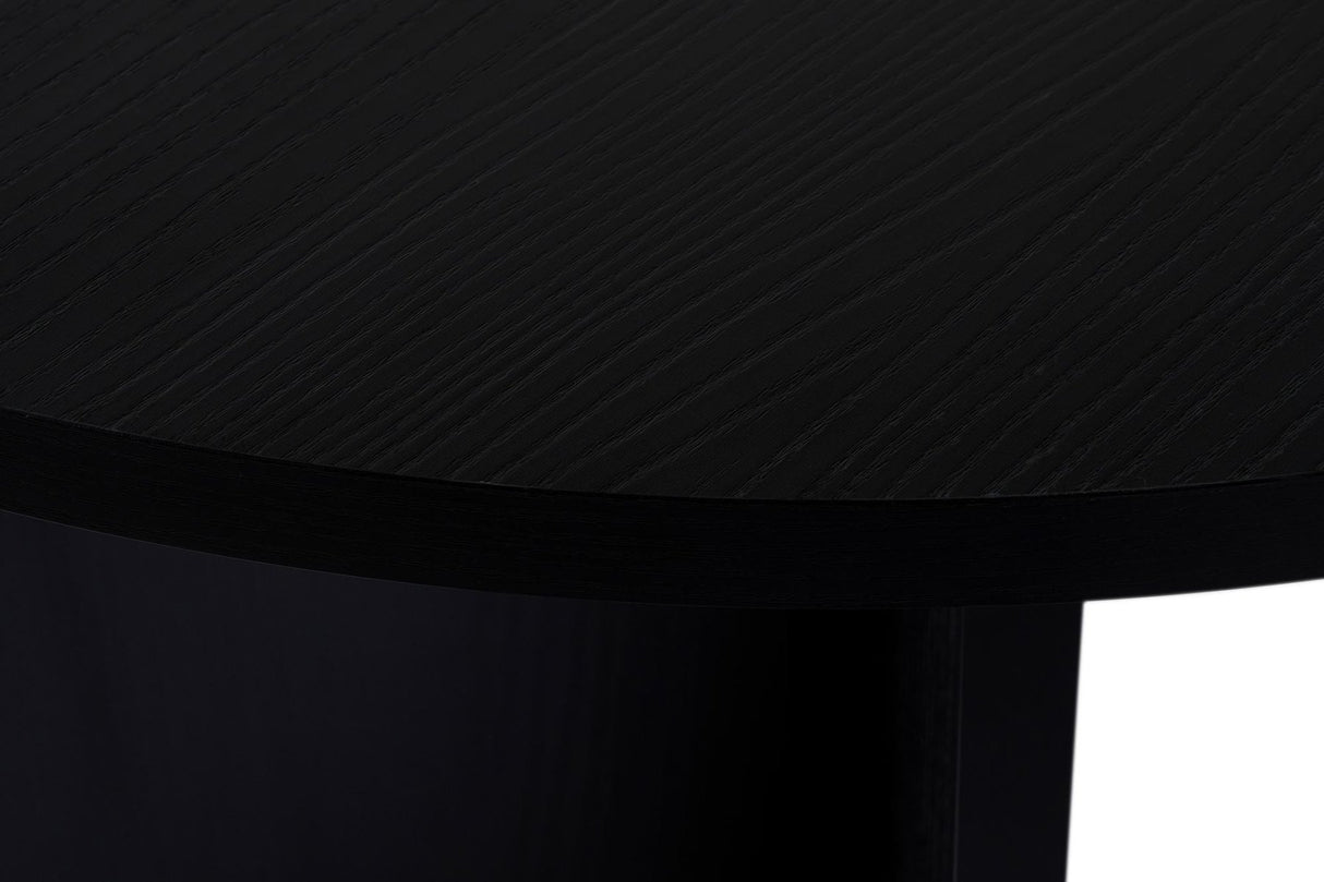 Oval dining table Black melamine - Japandi - 180x89.5x75 cm - Sota