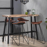 Barkrukken - Barkruk Bruin Leer Bruce - 67 cm - Zonder Rugleuning - Dimehouse