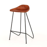 Barkrukken - Barkruk Bruin Leer Bruce - 67 cm - Zonder Rugleuning - Dimehouse