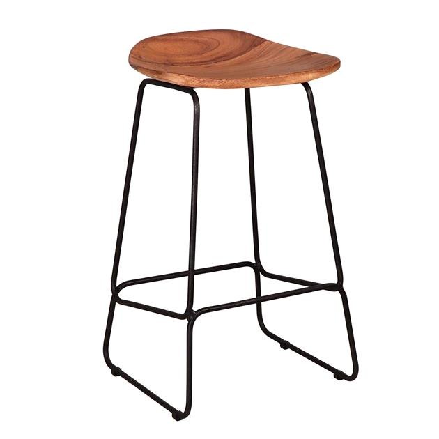 Industrial Bar Stool Acacia Wood Elly - Seat Height 71 cm - Without Backrest