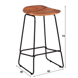 Set of 4 Industrial Bar Stools Acacia Wood Elly - Seat Height 71 cm - Without Backrest