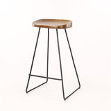 Set of 4 Bar Stools Lenn Acacia Wood - Seat Height 71 cm - Without Backrest