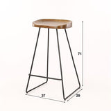 Set of 4 Bar Stools Lenn Acacia Wood - Seat Height 71 cm - Without Backrest