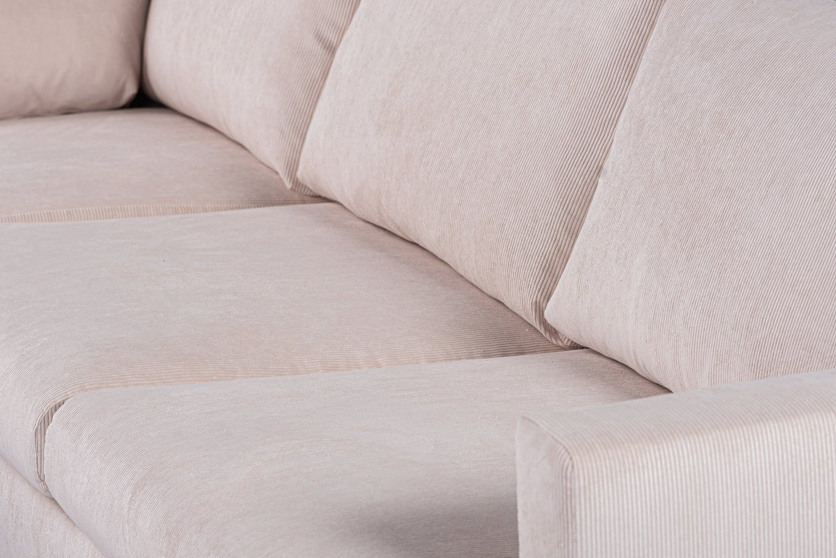 Banken - 3 - zits hoekbank Chiara ribstof beige - Dimehouse
