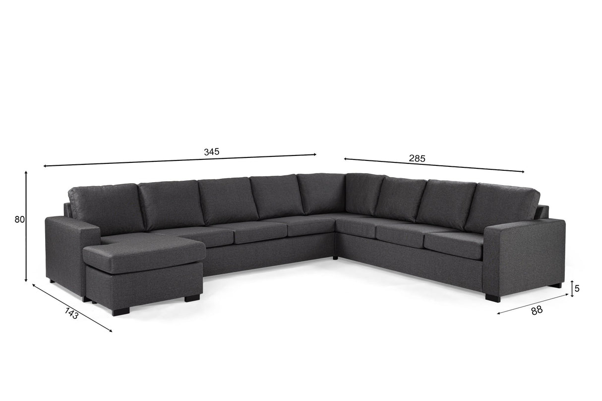 Corner sofa anthracite fabric - 7-seater - 345 x 285 cm - Blake