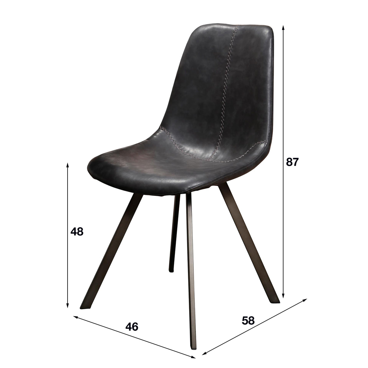 Dining chair Black Siena Saddle PU Faux Leather 