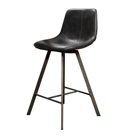 Set of 4 Bar Stools Siena Saddle PU black 
