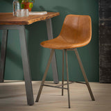 Set of 4 Siena Saddle PU brown Bar Stools 