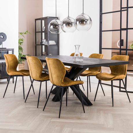 Chic Dining Room Chair Argo Velvet Gold - Without Armrests 