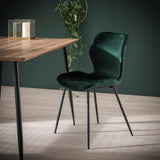 Set of 4 dining chairs Argo Velours Green 