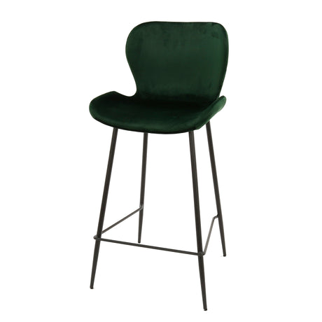 Set of 4 Argo Velours Green Bar Stools 