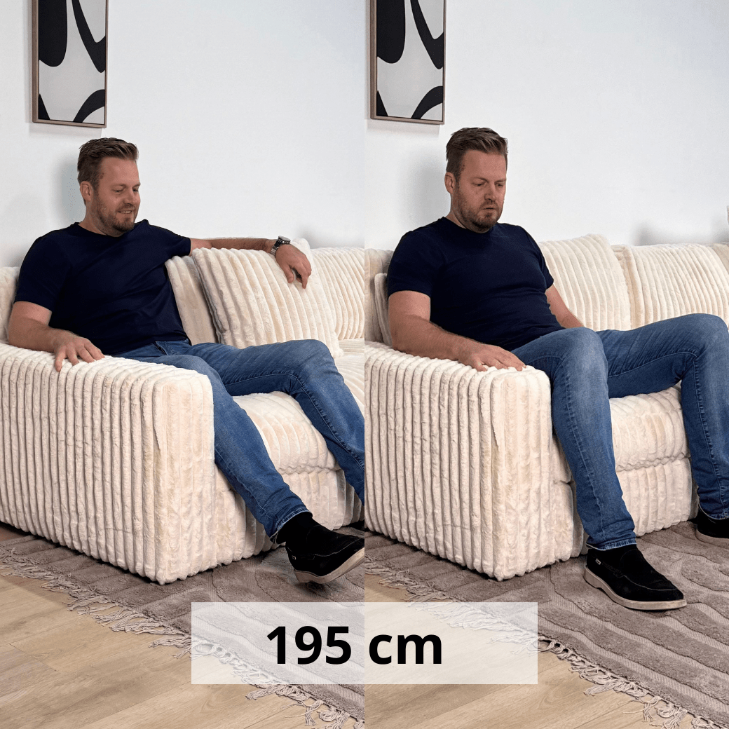 3-seater corner sofa XXL Beige Ribbed sofa Nia