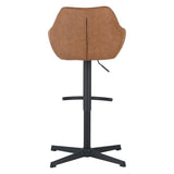 Venom Bar Stool Cognac Eco-leather - Adjustable Swivel Bar Chair with Armrest 