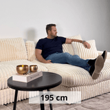 3-seater corner sofa XXL Beige Ribbed sofa Nia