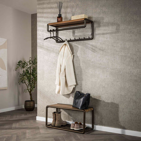 Arlo coat rack rod and hat shelf with 8 hooks Drift brown 