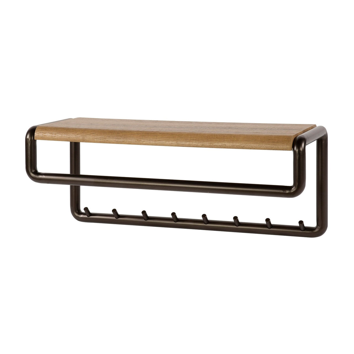 Arlo coat rack rod and hat shelf with 8 hooks Drift brown 