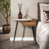Nightstand Monza Left 1 Drawer Ceramic Travertine 