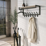 Coat rack Aria rod and hat shelf 2x7 hooks melamine travertine 