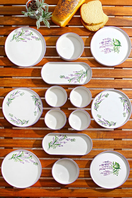 Lavanta 14 White Purple Green 100% CERAMIC 19 cm wide