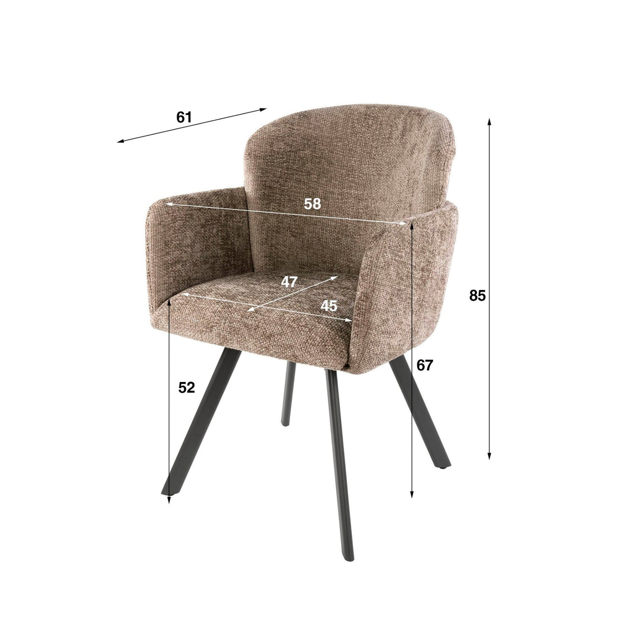 Set of 2 dining chairs Linea Hoven Rich Champagne 