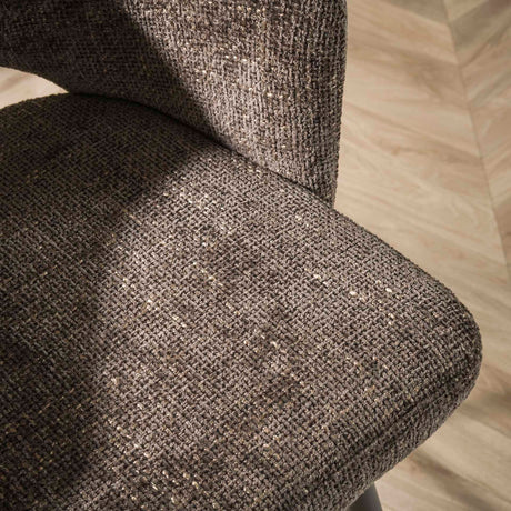 Modern Dining Chair Brown Cargo Tissee Fabric 