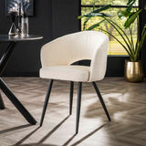 Modern Dining Chair White Cargo Bouclé Fabric 