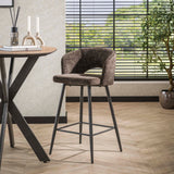 Modern Brown Bar Stool Alba Tissee Cargo Fabric 