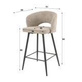 Modern Sand Alba Bouclé Fabric Bar Stool 
